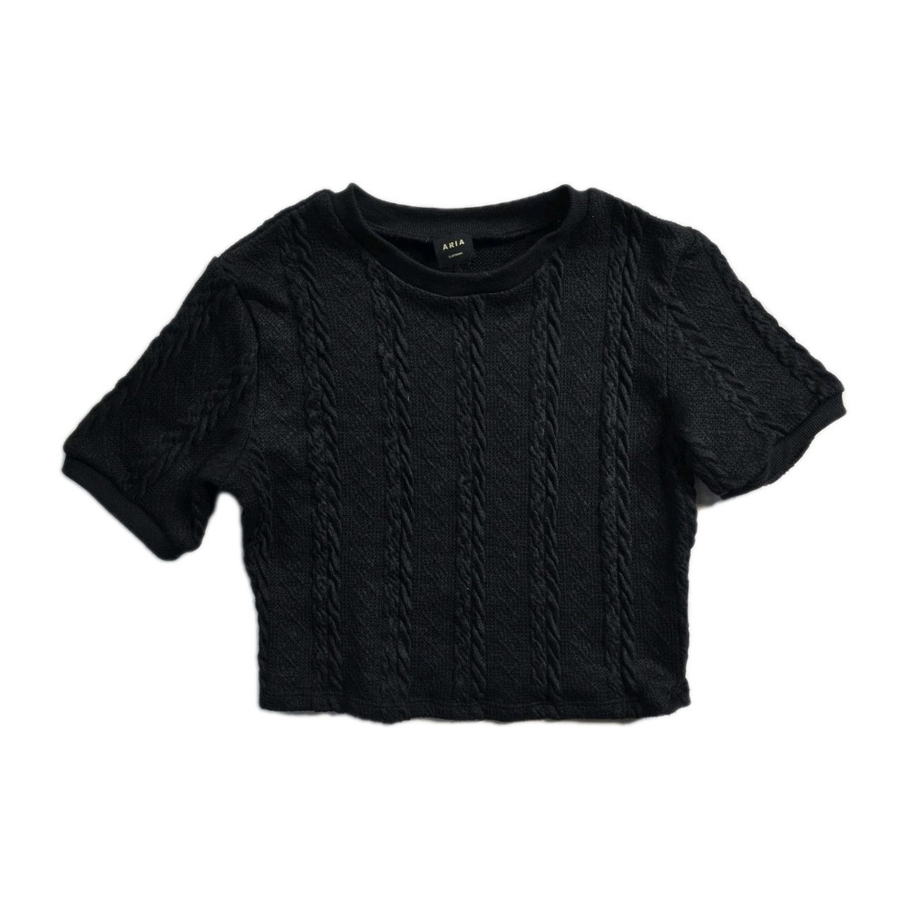 Aria Clothing Women's  Cropped Jnit Shirt Black Large